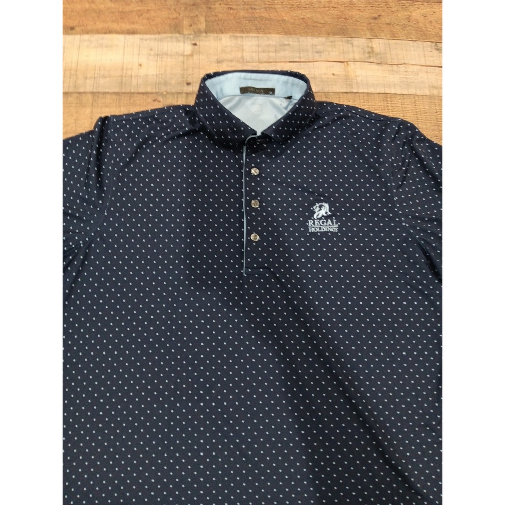 Men's Grayson Wolf head Print Blue Polo Sz XL All Over Print Golf 2820